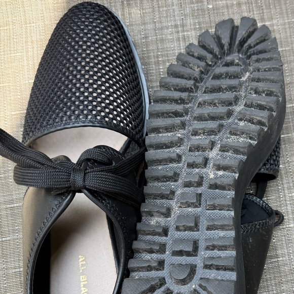 Black Flats with Mesh Design and Synthetic Leather - Picture 3 of 5
